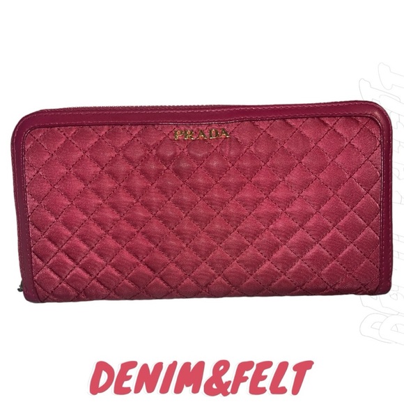 🩷PRADA | Tessuto Nylon Quilted Continental Flap Wallet Ibisco | Beautiful!! 💕 - Picture 1 of 16